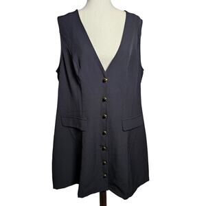 NWT Cider Black Button Up Blazer Style Vest  2x  PTP 23 Length 37 Poly Spandex